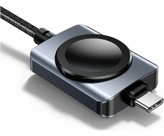 Kabelis USAMS SJ821 U113 Fast Charging 100W USB-C do USB-C + kroviklis bezprzewodowa do zegarka 1,2 m juoda
