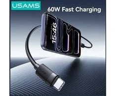 USAMS U94 60W USB-C į USB-C kabelis 1m juodas