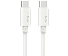 Kabelis USAMS U98 60W 3A Silicone Fast Charging USB-C į USB-C baltos spalvos