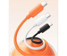 Kabelis USAMS U98 60W 3A Silicone Fast Charging USB-C į USB-C baltos spalvos