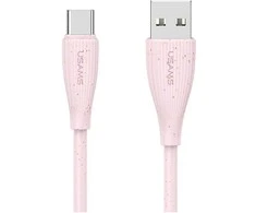 Kabelis USAMS Žalias Series SJ714 18W 3A USB-A į USB-C 1m rožinės spalvos