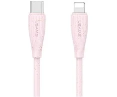Kabelis USAMS Žalias Series SJ717 30W USB-C į Lightning 1m rožinės spalvos