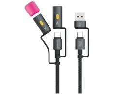 4Smarts 4in1 USB-C Cable Set Explorer 60W 1m juodas