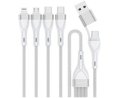Kabelis USB 4smarts USB-A + USB-C - 2x USB-C + Lightning + microUSB 1.2 m Baltas (541024)