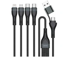 Kabelis USB-C/USB-A 4smarts 4in1 1.2m juodos spalvos