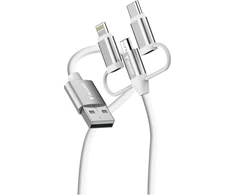 „Verbatim Sync &amp; Charge“ USB-A–Micro-B, USB-C ir „Lightning Essentials“ 18 W laidas, baltas, 32394