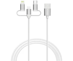 „Verbatim Sync &amp; Charge“ USB-A–Micro-B, USB-C ir „Lightning Essentials“ 18 W laidas, baltas, 32394