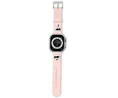 Apyrankė laikrodžiui Apple Watch 1 / 2 / 3 / 4 / 5 / 6 / SE / 7 / 8 (38 / 40 / 41 mm) Karl Lagerfeld Strap 3D Rubber Karl&Choupette Heads (KLAWMSLKCNP) rožinės spalvos