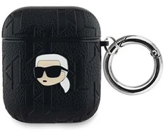 Apple AirPods Karl Lagerfeld Cover Monogram Karl Head ausinių dėklas juodos spalvos