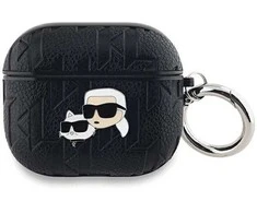 Apple AirPods 3 Karl Lagerfeld Cover Monogram Karl &amp; Choupette Head ausinių dėklas juodos spalvos