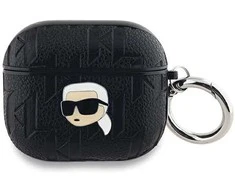 Apple AirPods 3 Karl Lagerfeld Cover Monogram Karl Head ausinių dėklas juodos spalvos