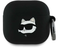 Dėklas Karl Lagerfeld KLA4RUNCHK AirPods 4 cover juodos spalvos silikoninis Choupette Head 3D