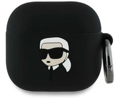 Dėklas Karl Lagerfeld KLA4RUNIKK AirPods 4 cover juodos spalvos silikoninis Karl Head 3D