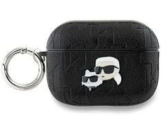 Apple AirPods Pro 2 Karl Lagerfeld Cover Monogram Karl & Choupette Head ausinių dėklas juodos spalvos