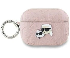 Apple AirPods Pro 2 Karl Lagerfeld Cover Monogram Karl &amp; Choupette Head ausinių dėklas rožinės spalvos
