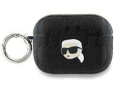 Apple AirPods Pro 2 Karl Lagerfeld Cover Monogram Karl Head ausinių dėklas juodos spalvos