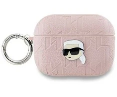 Apple AirPods Pro 2 Karl Lagerfeld Cover Monogram Karl Head ausinių dėklas rožinės spalvos