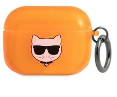 „Karl Lagerfeld Choupette Head“ dėklas „AirPods Pro“ ausinėms, oranžinis
