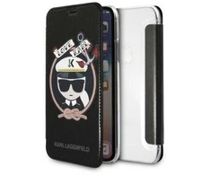Karl Lagerfeld KLFLBKPXKSB Apple iPhone X Xs juodos spalvos bookdėklas Signature Glitter