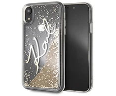 Karl Lagerfeld Signature Liquid Glitter dėklas iPhone XR – aukso spalvos
