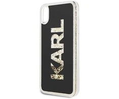 Dėklas Karl Lagerfeld KLHCI65KAGBK iPhone Xs Max juoda/juodas Karl logo Glitter