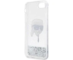 Karl Lagerfeld KLHCI8LNKHCH Apple iPhone 7/8/SE 2020 / SE 2022 sidabrinis kietas dėklas Glitter Karl Head