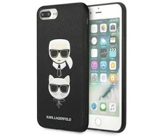 Karl Lagerfeld KLHCI8LSAKICKCBK Apple iPhone7 Plus / 8 Plus juodos spalvos kietas dėklas Saffiano Karl&Choupette
