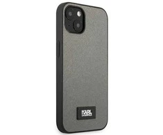 Karl Lagerfeld KLHCP13MSFMP2DG Apple iPhone 13 / 14 / 15 6,1″ kietas dėklas sidabrinis Saffiano Plaque