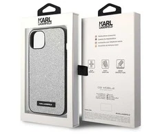 Dėklas Karl Lagerfeld KLHCP14MG2ELS iPhone 14 Plus 6.7 "hardcase sidabrinis / sidabrinis Glitter Plaque Logo