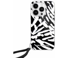 Apple iPhone 15 Pro Karl Lagerfeld dėklas IML Zebra Pattern &amp; Cord (KLHCP15LHZBPKCCK) juodos spalvos