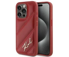 Karl Lagerfeld KLHCP15LPQDSMGR Apple iPhone 15 Pro 6.1″ red kietas dėklas Diagonal Quilted Script