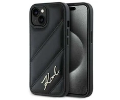 Karl Lagerfeld KLHCP15MPQDSMGK Apple iPhone 15 Plus / 14 Plus 6.7″ juodos spalvos kietas dėklas Diagonal Quilted S