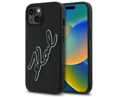 Karl Lagerfeld KLHCP15S3DRKSDLK Apple iPhone 15 6.1" dėklas telefonui juodos spalvos 3D Rubber Signature