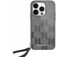 Apple iPhone 13 / 14 / 15 Karl Lagerfeld dėklas IML Mono KL Pattern &amp; Cord (KLHCP15SHKDPNSK) juodos spalvos