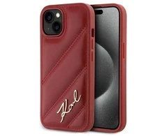 Karl Lagerfeld KLHCP15SPQDSMGR Apple iPhone 15/ 14 / 13 6.1″ red kietas dėklas Diagonal Quilted Script