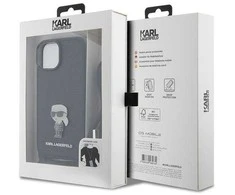 Apple iPhone 15 Karl Lagerfeld dėklas Crossbody Saffiano Monogram Metal Pin Karl &amp; Choupette (KLHCP15SSASKNPSK) juodos spalvos