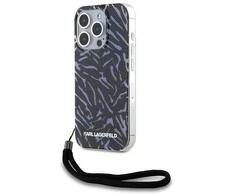 Apple iPhone 15 Pro Max Karl Lagerfeld IML Zebra Pattern &amp; Cord (KLHCP15XHZBPKCCU) dėklas telefonui violetinės spalvos