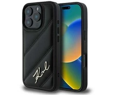 Karl Lagerfeld Quilted Signature Apple iPhone 16 Pro - dėklas telefonui juodos spalvos