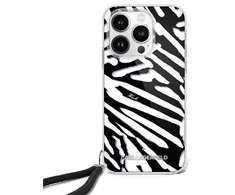 Karl Lagerfeld IML Zebra Pattern &amp; Cord Apple iPhone 16 Case - dėklas telefonui juodos spalvos