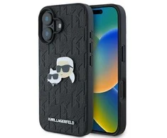 Karl Lagerfeld Monogram Karl &amp; Choupette Head Pin - dėklas skirtas Apple iPhone 16 juodas