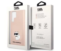 Samsung Galaxy S23 Ultra Karl Lagerfeld silikoninis dėklas Choupette (KLHCS23LSNCHBCP) rožinės spalvos