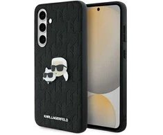 Karl Lagerfeld KLHCS24FEPGKLKCPK Samsun Galaxy S24 FE S721 dėklas telefonui juodos spalvos Monogram Karl&amp;Chaoupette Head Pin