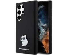 Samsung Galaxy S24 Ultra Karl Lagerfeld silikoninis dėklas Choupette Metal Pin (KLHCS24LSMHCNPK) juodos spalvos