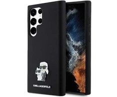 Samsung Galaxy S24 Ultra Karl Lagerfeld silikoninis dėklas Karl&Choupette Metal Pin (KLHCS24LSMHKCNPK) juodos spalvos