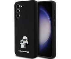 Samsung Galaxy S24 Plus Karl Lagerfeld silikoninis dėklas Karl&amp;Choupette Metal Pin (KLHCS24MSMHKCNPK) juodos spalvos