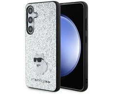 Samsung Galaxy A35 5G Karl Lagerfeld dėklas Fixed Glitter Choupette Logo Metal Pin (KLHCSA35GCNPSG) sidabrinės spalvos