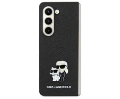 Samsung Galaxy A35 5G Karl Lagerfeld dėklas Saffiano Karl&Choupette Pin (KLHCSA35SAKCNPK) juodos spalvos