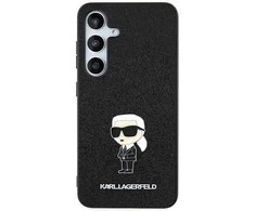 Samsung Galaxy A55 5G Karl Lagerfeld dėklas Fixed Glitter Ikonik Logo Metal Pin (KLHCSA55GKNPSK) juodos spalvos