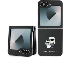 Karl Lagerfeld PU Saffiano Karl and Choupette Samsung Galaxy Z Flip6 dėklas telefonui juodos spalvos