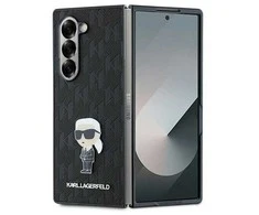 Karl Lagerfeld PU Saffiano Monogram Ikonik Samsung Galaxy Z Fold6 dėklas telefonui juodos spalvos